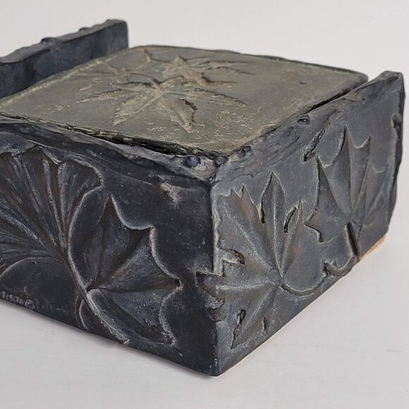 Vintage Hen-Feathers Coasters Leaf Designs 4 Coasters and Holder - Picture 7 of 9